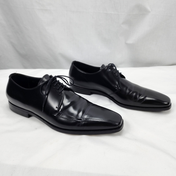 Prada Black Brushed Leather Oxford Men's Prada Size 8.5 US 9.5 Made in Italy - Picture 3 of 11